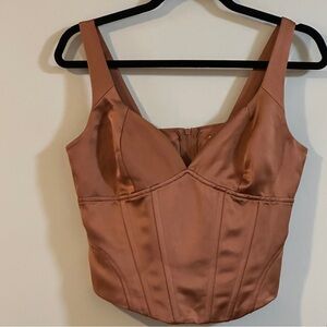 Jason Wu Satin Bronze Copper Corset Top Size Small